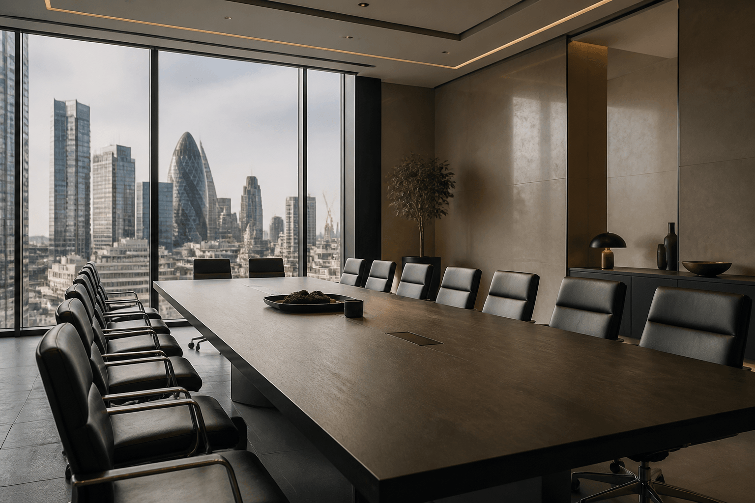 Modern boardroom prepared for a business strategy meeting